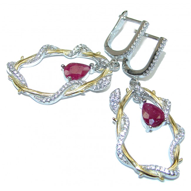 Valentina Authentic Ruby 14K Gold over .925 Sterling Silver handmade earrings