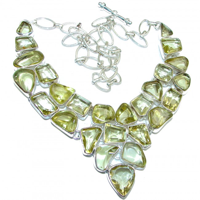 Large Golden Reef authentic Citrine .925 Sterling Silver handcrafted Statement necklace