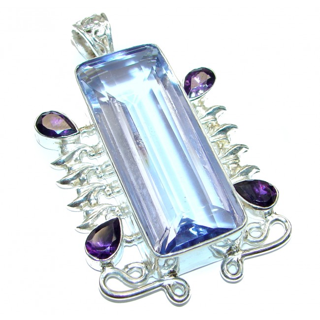 Large Purple quartz .925 Sterling Silver handcrafted pendant