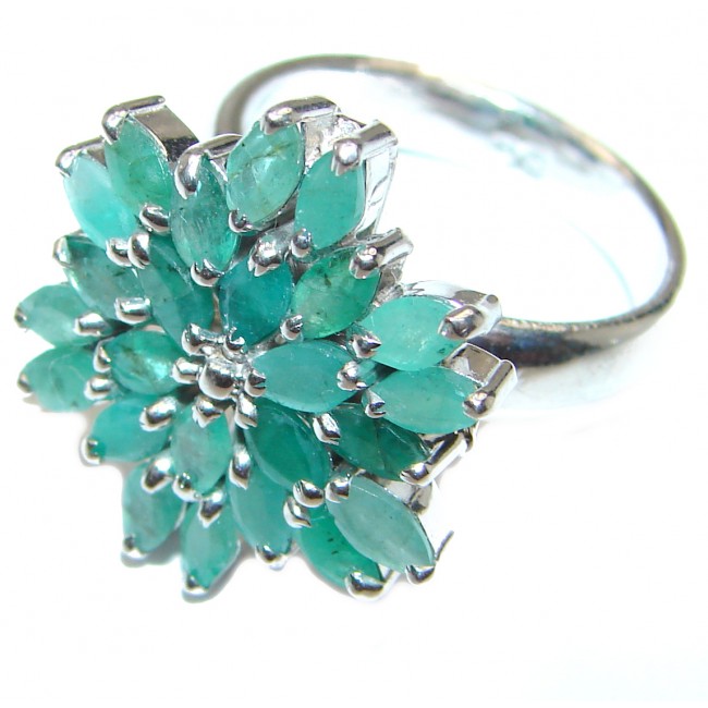 Genuine Emerald .925 Sterling Silver handcrafted ring size 8