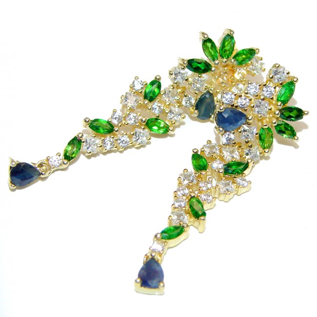 Vintage Design Authentic Chrome Diopside 14K Gold over .925 Sterling Silver handmade earrings