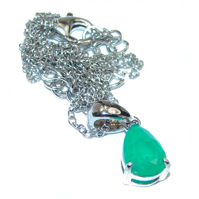 Spectacular Authentic Colombian 3ctw Emerald .925 Sterling Silver necklace