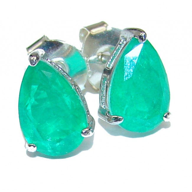 Fancy Style Emerald .925 Sterling Silver earrings