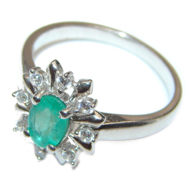 Genuine Colombian Emerald .925 Sterling Silver handcrafted ring size 8