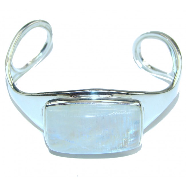 Simplcity best quality Rainbow Moonstone .925 Sterling Silver LARGE handcrafted Bracelet / Cuff
