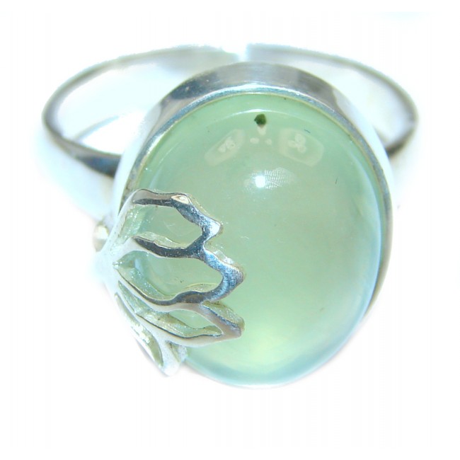 Sublime Moss Prehnite .925 Sterling Silver ring; s. 8