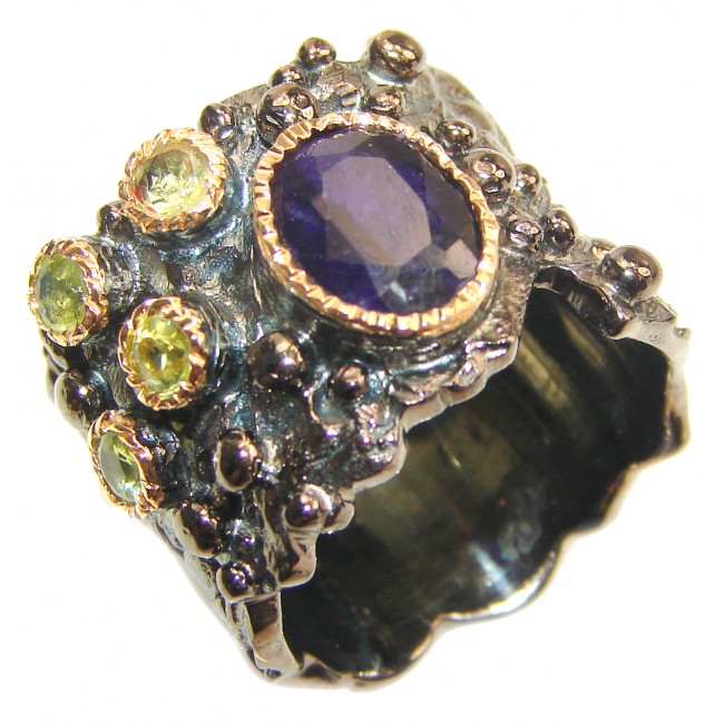 Secret Beauty Sapphire black rhodium over .925 Sterling Silver handcrafted ring size 7 1/4