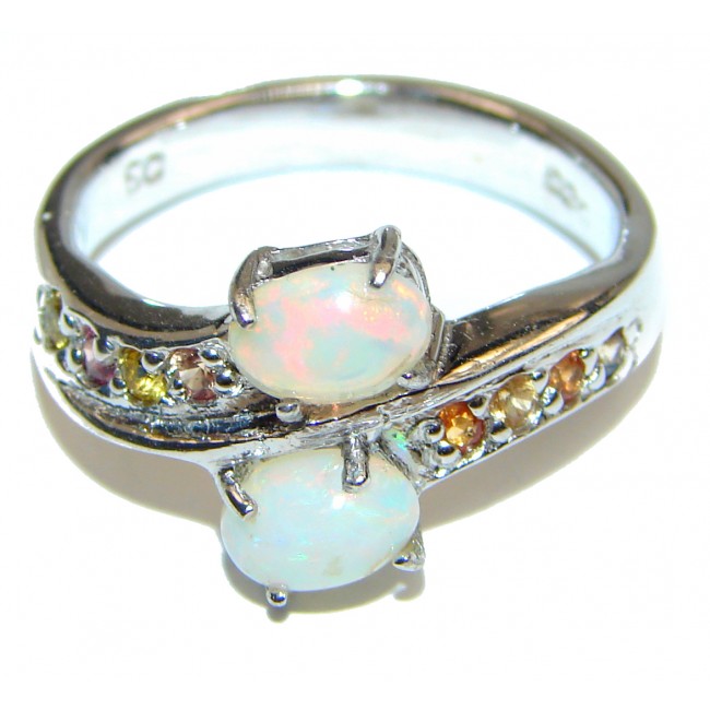 Fancy Ethiopian Opal .925 Sterling Silver handcrafted ring size 9 3/4
