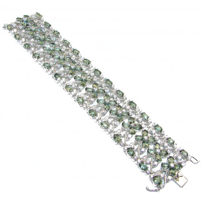 Prasiolite Dazzling Authentic Green Amethyst .925 Sterling Silver handcrafted Bracelet