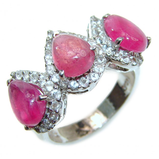 Genuine Kashmir Ruby .925 Sterling Silver handcrafted Statement Ring size 7