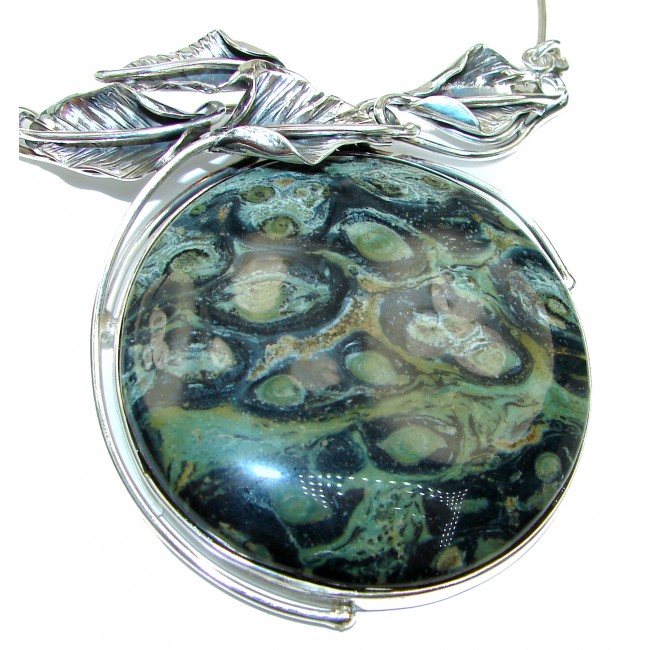 Diva's Dream Genuine HUGE Rainforest Jasper .925 Sterling Silver handmade necklace