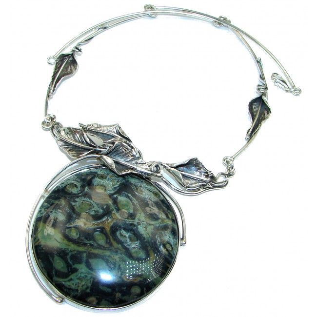 Diva's Dream Genuine HUGE Rainforest Jasper .925 Sterling Silver handmade necklace