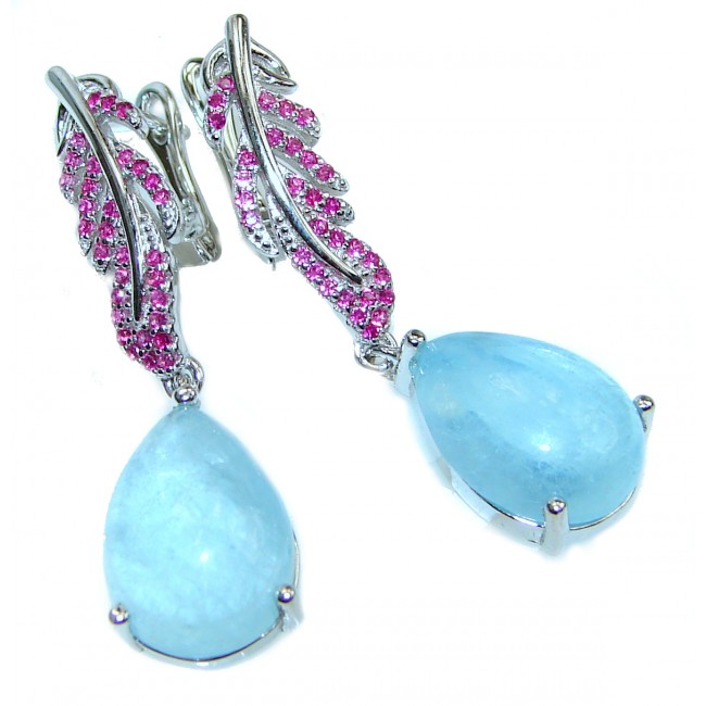 Classy genuine Aquamarine .925 Sterling Silver handcrafted earrings