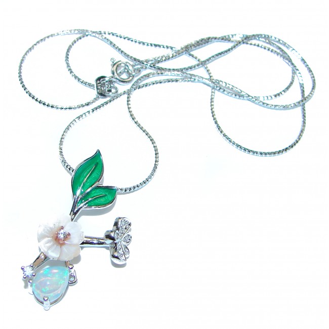 Awesome Natural Ethiopian Opal .925 Silver Enamel Bee Necklace