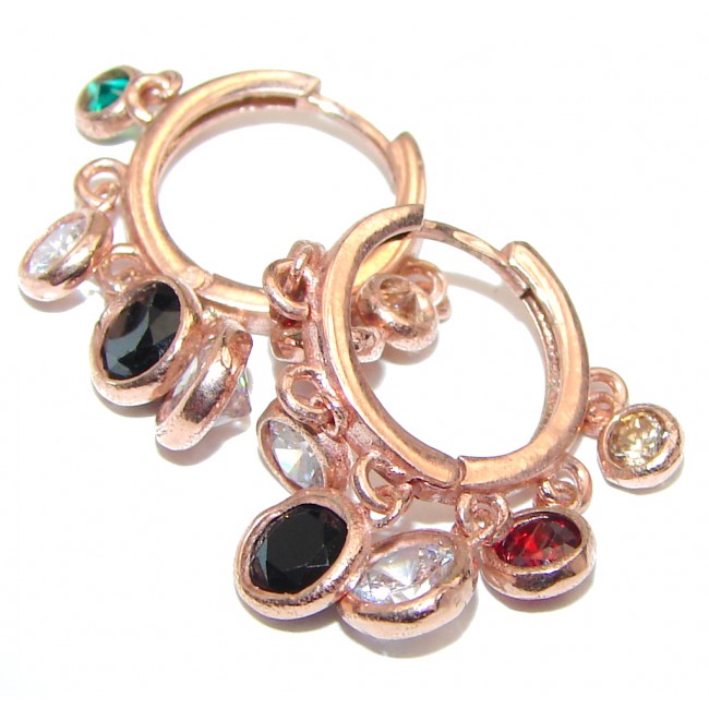Posh Authentic Multigem rose gold .925 Sterling Silver handmade earrings