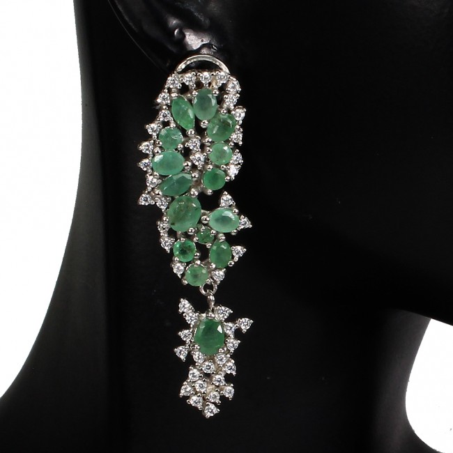 BELLA Authentic Emerald .925 Sterling Silver handmade earrings