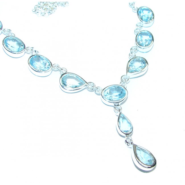 Great genuine Swiss Blue Topaz .925 Sterling Silver handmade necklace