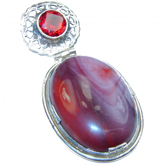 Large Perfect quality Imperial Jasper .925 Sterling Silver handmade Pendant