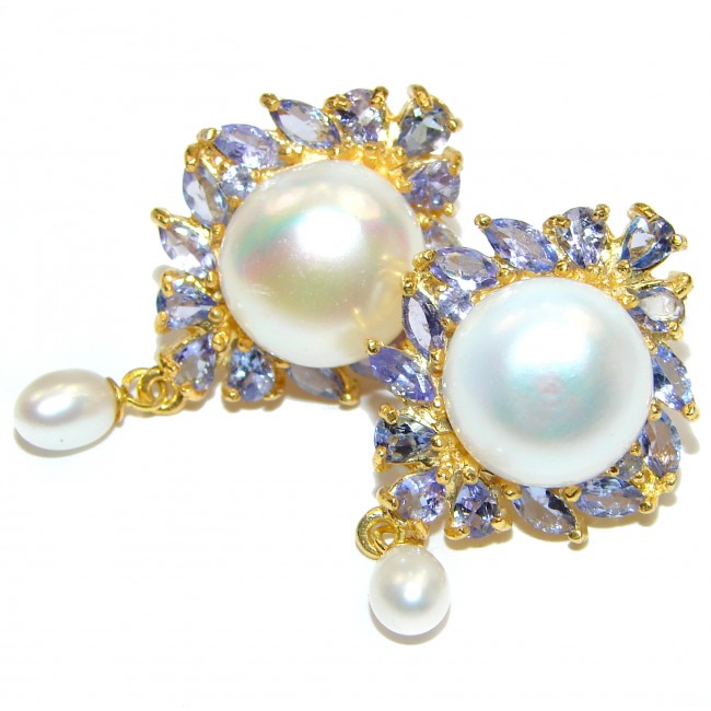 Venus Pearl Tanzanite .925 Sterling Silver handmade Earrings