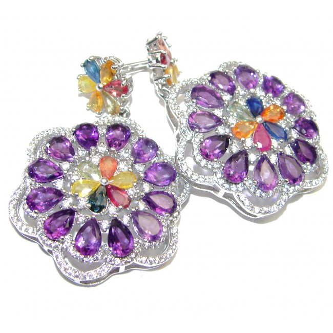 Elizabeth Taylor Style Amethyst .925 Sterling Silver handmade earrings
