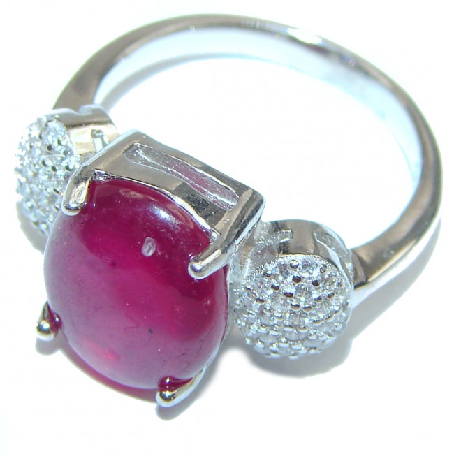 Genuine Kashmir Ruby .925 Sterling Silver handcrafted Statement Ring size 6 1/4