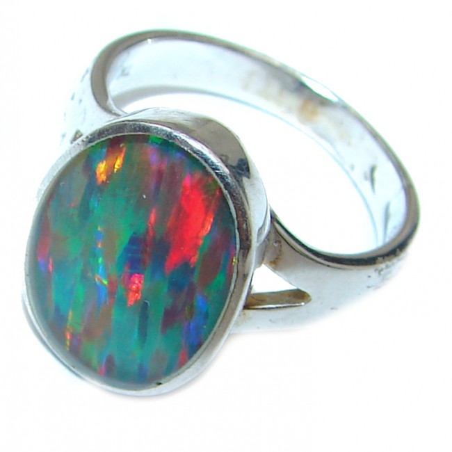 Australian Triplet Opal .925 Sterling Silver handcrafted ring size 5 3/4