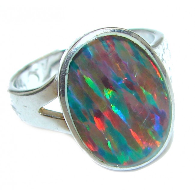 Australian Triplet Opal .925 Sterling Silver handcrafted ring size 5 3/4