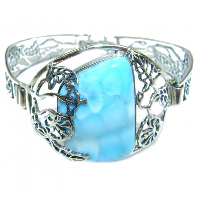 Best quality Caribbean Blue Larimar .925 Sterling Silver handcrafted Bracelet