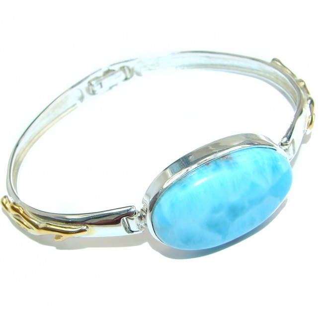 best quality Caribbean Blue Larimar 14k gold over .925 Sterling Silver handcrafted Bracelet