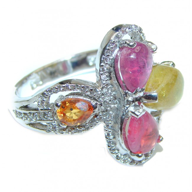 Vintage Style Natural Ruby Sapphire .925 Sterling Silver handcrafted Ring s. 9 1/2