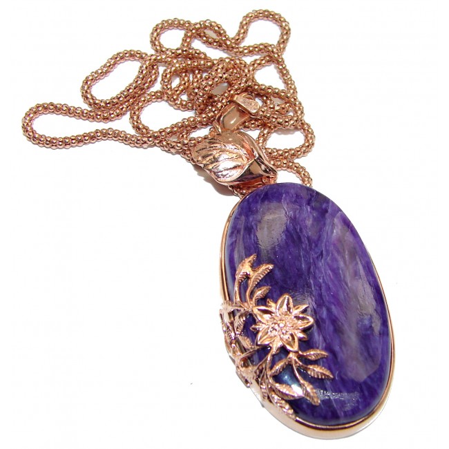 Great Quality Siberian Purple Charoite Rose Gold over .925 Sterling Silver handmade Necklace