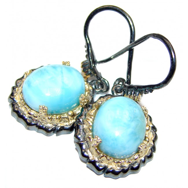 Blue Larimar & Amethyst .925 Sterling Silver handcrafted earrings