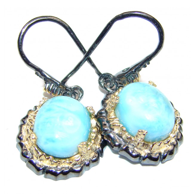 Blue Larimar & Amethyst .925 Sterling Silver handcrafted earrings