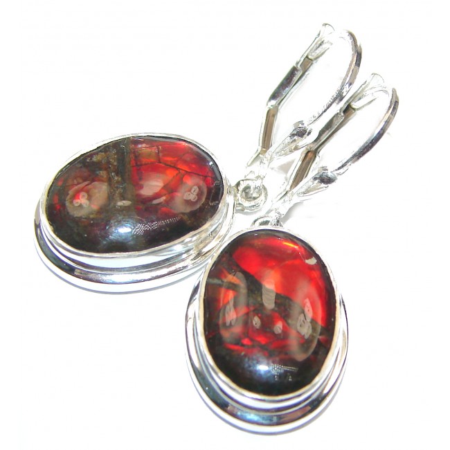 Incredible Canadian Fire Ammolite .925 Sterling Silver handmade earrings