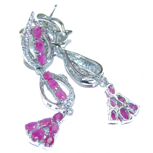 Bella Authentic Ruby .925 Sterling Silver handmade LONG earrings