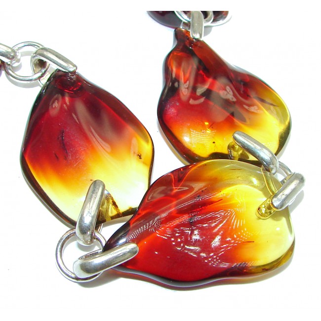 Dazzling Natural Polish Amber .925 Sterling Silver handcrafted necklace