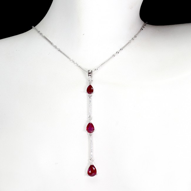 Incredible Posh Authentic Ruby White Topaz .925 Sterling Silver necklace