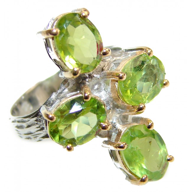 Spectacular Natural Peridot .925 Sterling Silver handcrafted ring size 6 3/4