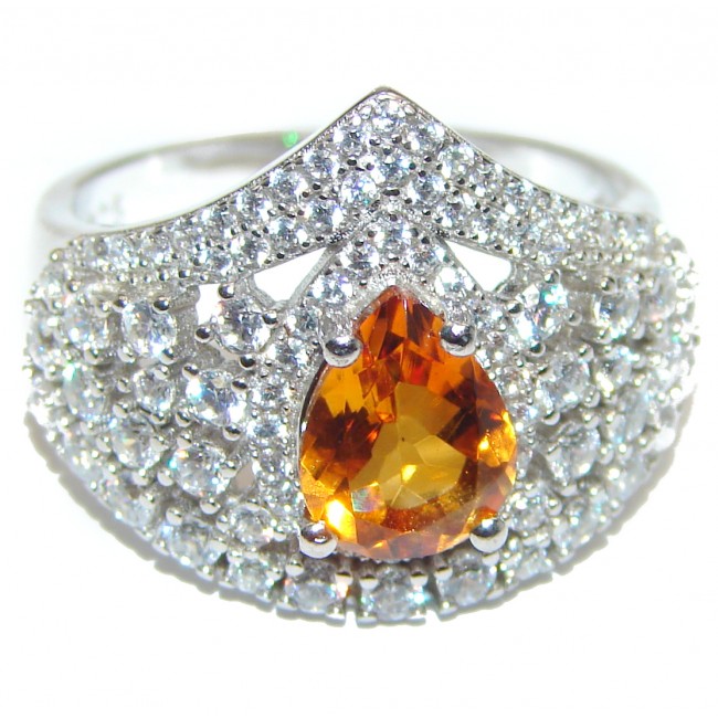 Classy Beauty Natural Citrine .925 Sterling Silver handcrafted Ring s. 9