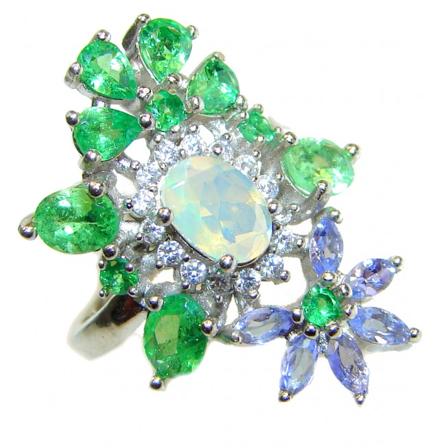 Fancy Ethiopian Opal .925 Sterling Silver handcrafted ring size 6