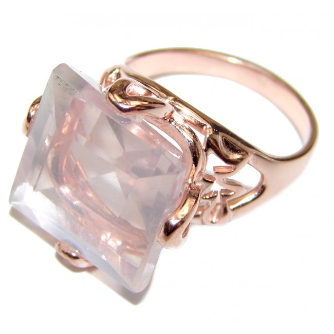 Princess Cut 15ctw Rose Quartz Rose Gold over .925 Sterling Silver brilliantly handcrafted ring s. 7