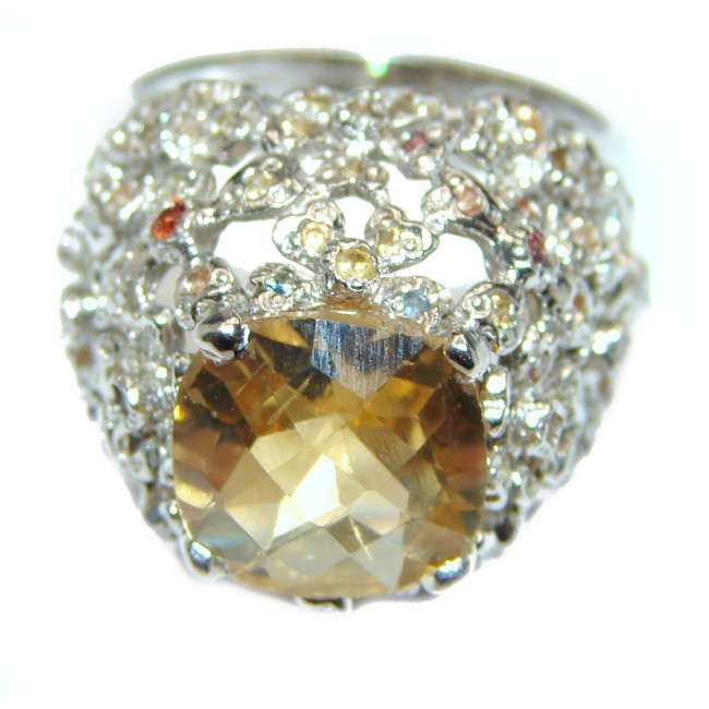 Vintage Style Natural Citrine Sapphire .925 Sterling Silver handcrafted Ring s. 8