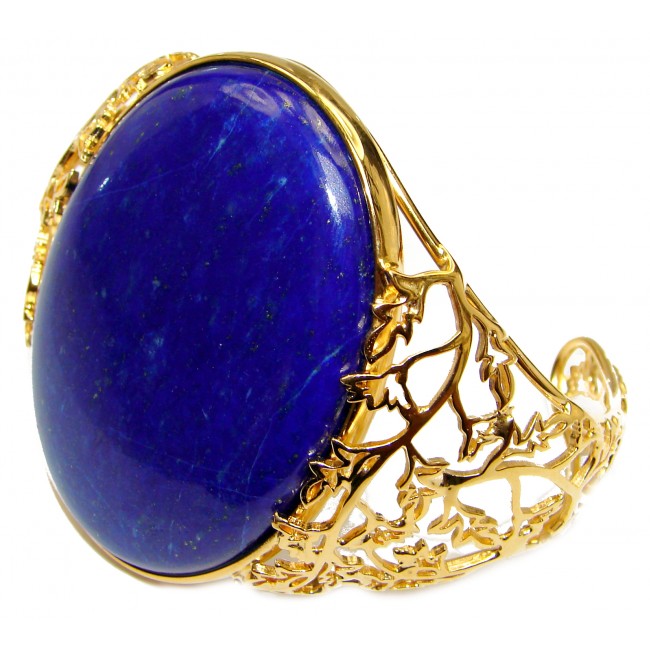 Blue Garden Lapis Lazuli 18K Gold over .925 Sterling Silver handcrafted Bracelet / Cuff