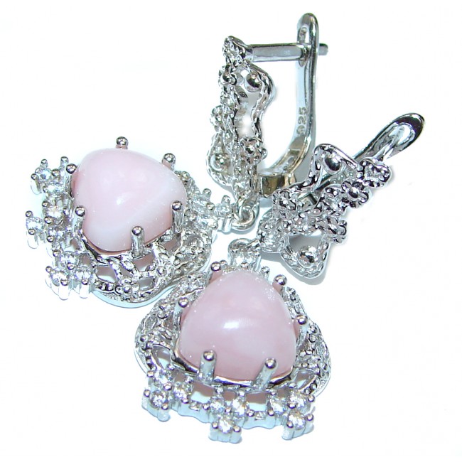 Pink Opal .925 Sterling Silver entirely handmade earrings