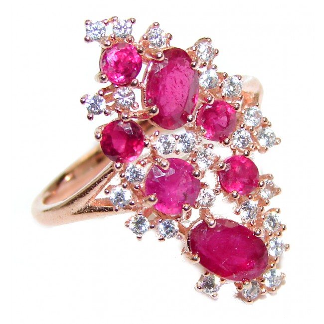 Genuine Kashmir Ruby gold over .925 Sterling Silver handcrafted Statement Ring size 7