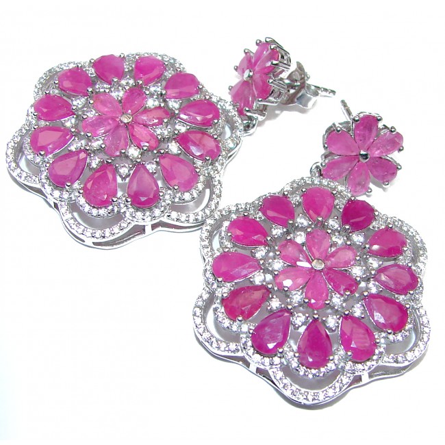 Bella Authentic Ruby .925 Sterling Silver handmade statement earrings