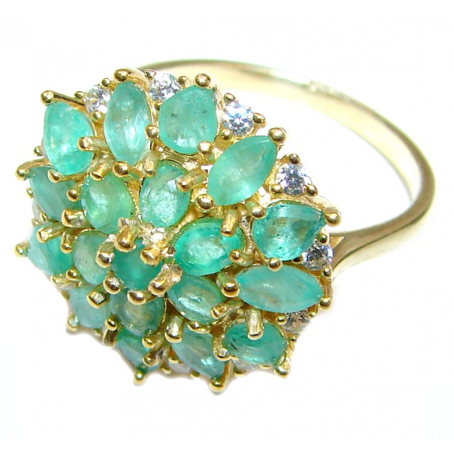 Large Natural Emerald 14K Gold over .925 Sterling Silver handmade Statement ring s. 9 1/4