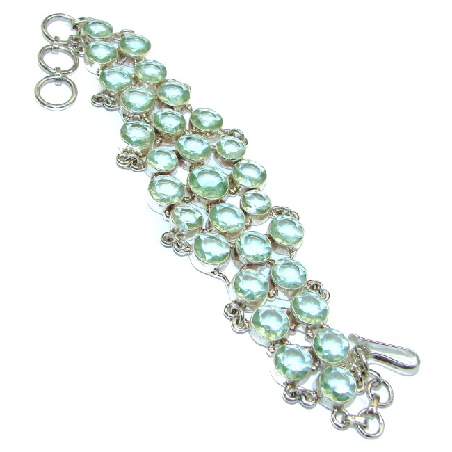 Bohemian Style aqua color Quarz .925 Sterling Silver Bracelet