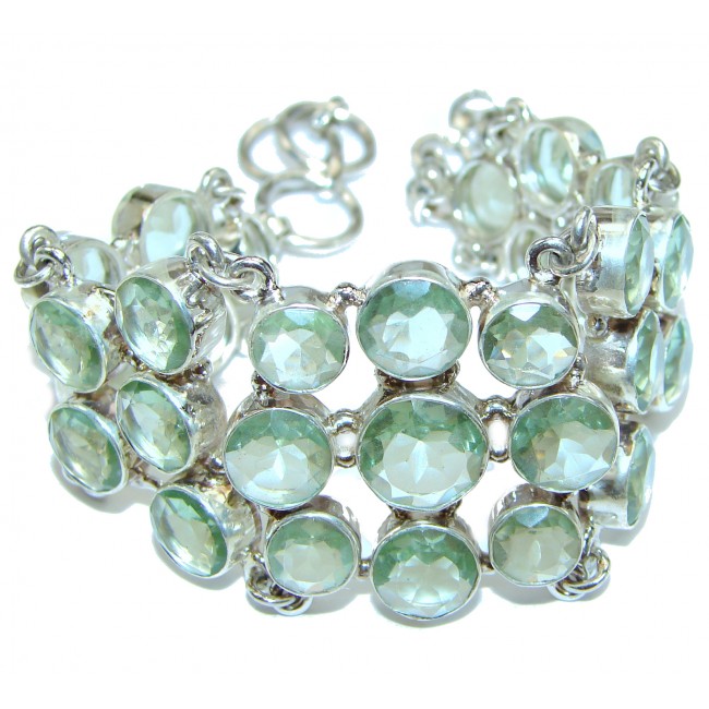 Bohemian Style aqua color Quarz .925 Sterling Silver Bracelet