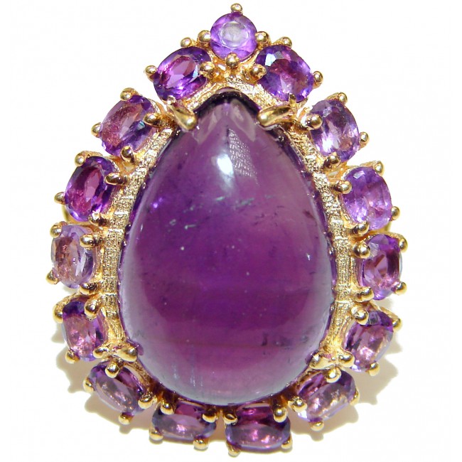 Miriam Spectacular Natural Amethyst Gold over .925 Sterling Silver handcrafted ring size 8 1/4